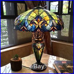Tiffany Style Table Lamp Stained Glass Vintage Victorian Nightstand Office Desk