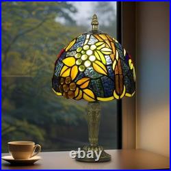 Tiffany Style Table Lamp Vintage Stained Glass Desk Lamp Deep Blue Purple Wis