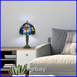 Tiffany Style Table Lamp Vintage Stained Glass Desk Lamp Deep Blue Purple Wis