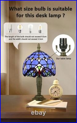 Tiffany Style Table Lamp Vintage Stained Glass Desk Lamp Deep Blue Purple Wis Tiffany Style Table Lamp Vintage Stained Glass Desk Lamp Deep Blue Purple Wis