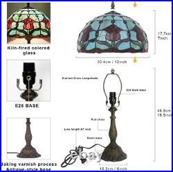Tiffany Style Tulip Stained Glass Table Lamp Vintage Bedside Reading Light