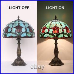 Tiffany Style Tulip Stained Glass Table Lamp Vintage Bedside Reading Light Tiffany Style Tulip Stained Glass Table Lamp Vintage Bedside Reading Light