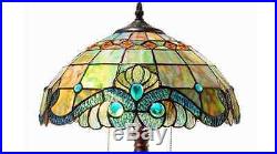 Tiffany Style Vintage Pearl Table Lamp Bronze with Handcrafted Cut Glass