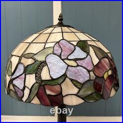 Tiffany Style Vintage Stained Glass Table Lamp Floral Desk Light 24 READ