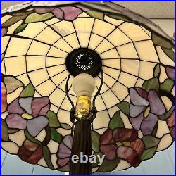 Tiffany Style Vintage Stained Glass Table Lamp Floral Desk Light 24 READ