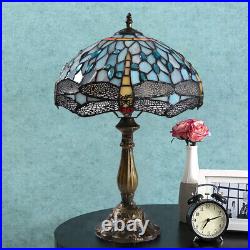Tiffany Style Vintage Table Lamp Dragonfly Stained Glass Desk Lamp 18 Tall
