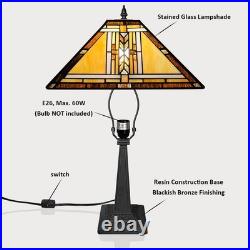 Tiffany Table Lamp, Mission Stained Glass Table Light, Antique Style Medium Size D