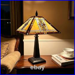 Tiffany Table Lamp, Mission Stained Glass Table Light, Antique Style Medium Size D Tiffany Table Lamp, Mission Stained Glass Table Light, Antique Style Medium Size D