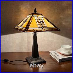 Tiffany Table Lamp, Mission Stained Glass Table Light, Antique Style Medium Size D