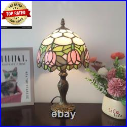 Tiffany Table Lamp Small Stained Glass Desk Lamp Vintage Bedside Lamp Included 3