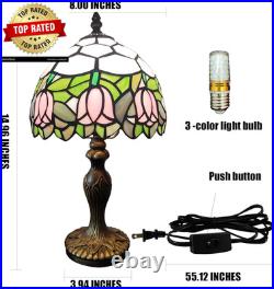 Tiffany Table Lamp Small Stained Glass Desk Lamp Vintage Bedside Lamp Included 3