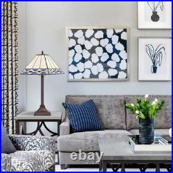 Tiffany Table Lamp with Square Stained Glass Shade, Vintage Style Desk Lamp