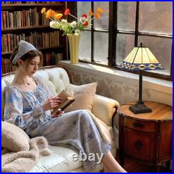Tiffany Table Lamp with Square Stained Glass Shade, Vintage Style Desk Lamp
