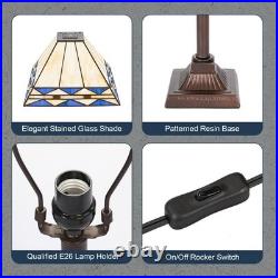 Tiffany Table Lamp with Square Stained Glass Shade, Vintage Style Desk Lamp