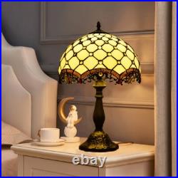 Tiffany style Stained Glass Bedside Desk lamp Vintage Shade Table Lamp 18 Tall
