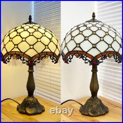 Tiffany style Stained Glass Bedside Desk lamp Vintage Shade Table Lamp 18 Tall