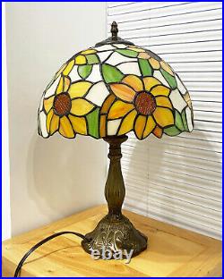 Tiffany style Sunflower Stained Glass Table Lamp Desk Art Vintage Lamp 18