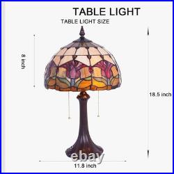 Tulip Pattern Table Lamp Tiffany 2-Lights Desk Light Home Office Study Light