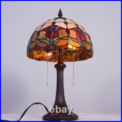 Tulip Pattern Table Lamp Tiffany 2-Lights Desk Light Home Office Study Light