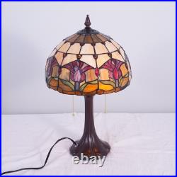 Tulip Pattern Table Lamp Tiffany 2-Lights Desk Light Home Office Study Light