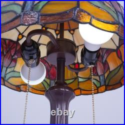 Tulip Pattern Table Lamp Tiffany 2-Lights Desk Light Home Office Study Light