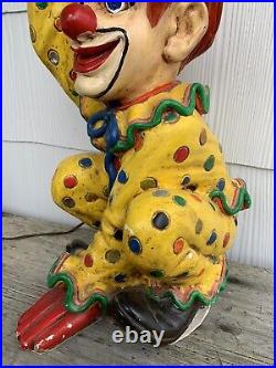 Tuscany Esco Like Clown Statue Lamp Chalkware Plaster 29 Inches Tall 1975 Rare