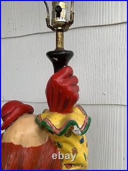 Tuscany Esco Like Clown Statue Lamp Chalkware Plaster 29 Inches Tall 1975 Rare