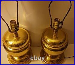 Two Vintage brass table lamps ginger jar Hollywood Regency style