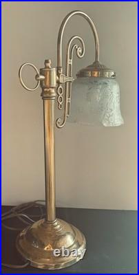 Unique Hollywood Regency 1980s Vintage Gold Gooseneck Lamp