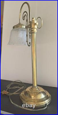 Unique Hollywood Regency 1980s Vintage Gold Gooseneck Lamp