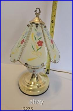 VERY UNIQUE Vintage Gold Tone Brass Lamp Floral Design Table Lamp
