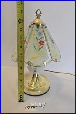 VERY UNIQUE Vintage Gold Tone Brass Lamp Floral Design Table Lamp
