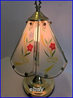 VERY UNIQUE Vintage Gold Tone Brass Lamp Floral Design Table Lamp