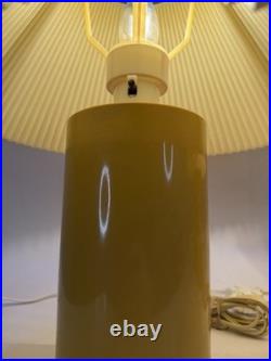 VID Vtg 70s Space Age Table Lamps Pair Mustard Yellow Pleated Shade Estate Attic