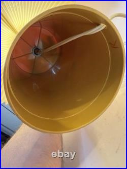 VID Vtg 70s Space Age Table Lamps Pair Mustard Yellow Pleated Shade Estate Attic