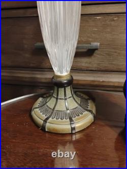 VINTAGEVICTORIAN GLASS TABLE LAMP With Beaded shade