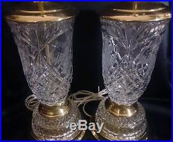 VINTAGE 18 PAIR Crystal Clear Industries Cut Glass Prism Hollywood Regency Lamp