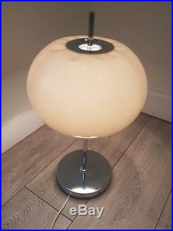 VINTAGE 1970s TABLE LAMP CHROME + MUSHROOM PLASTIC SHADE GUZZINI STYLE