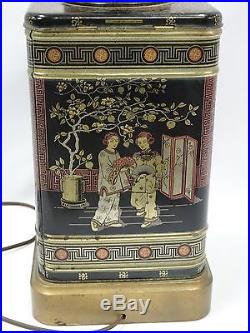 VINTAGE 60s FREDERICK COOPER CHINESE CHINOISERIE TIN TEA CANISTER LAMP