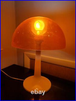 VINTAGE 70s Gilbert Softlite Mid Century Modern Mushroom Table Lamp Orange shade