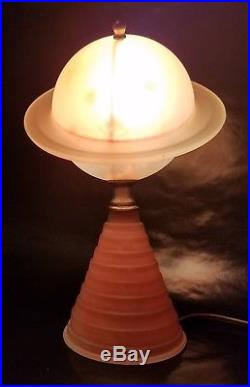 VINTAGE ANTIQUE ART DECO SATURN TABLE LAMP 1930's RARE NEW YORK WORLDS FAIR