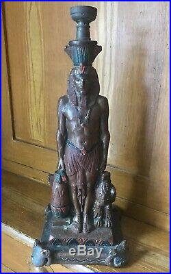 VINTAGE ART DECO ARMOR BRONZE EGYPTIAN REVIVAL Figural PHARAOH Lamp Rare