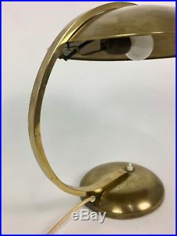 VINTAGE BAUHAUS BRASS TABLE LAMP by HILLEBRAND MID CENTURY