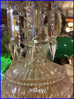 VINTAGE BEAUTY 1950s HOLLYWOOD REGENCY CRYSTAL LAMP With 14 CUT SPEAR PRISMS 24