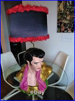 VINTAGE CHALKWARE ELVIS PRESLEY BUST STATUE Table Lamp HUGE Light Life-Size