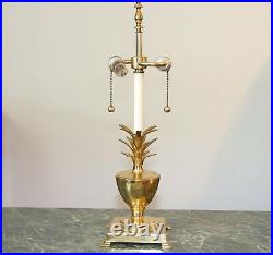 VINTAGE FRENCH BOUILLOTTE SOLID BRASS TABLE LAMP PINAPPLE DETAILING w SHADE