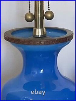 VINTAGE FRENCH OPALINE BLUE GLASS MARBRO LAMPS ANTIQUE MURANO MODERN NOUVEAU 50s
