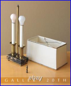VINTAGE HOLLYWOOD REGENCY MARBLE BRASS TABLE LAMP! SWEET TOMMI PARZINGER 50s MCM