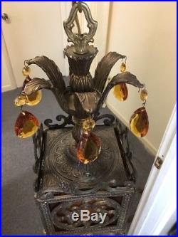VINTAGE Hollywood Regency HANGING TABLE LAMP Chandelier Swag Light Fixture