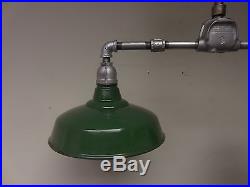 VINTAGE INDUSTRIAL Barn Light two arm Porcelain Shade Pendant Steampunk